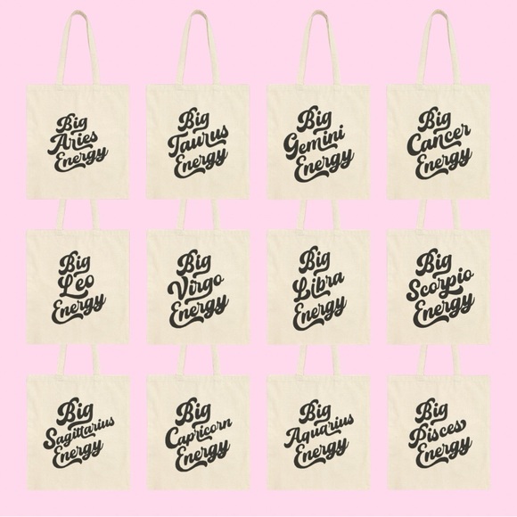 Sua Luce Handbags - ‘Big ___ Energy’ Cotton Tote Bag - Available in Beige, Pink, Brown, & Black